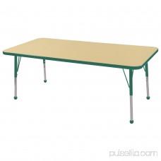 ECR4Kids 30in x 60in Rectangle Everyday T-Mold Adjustable Activity Table Maple/Green - Standard Ball
